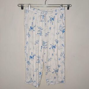 LOFT Floral Pajama Capri Sleep Pants Drawstring Pockets